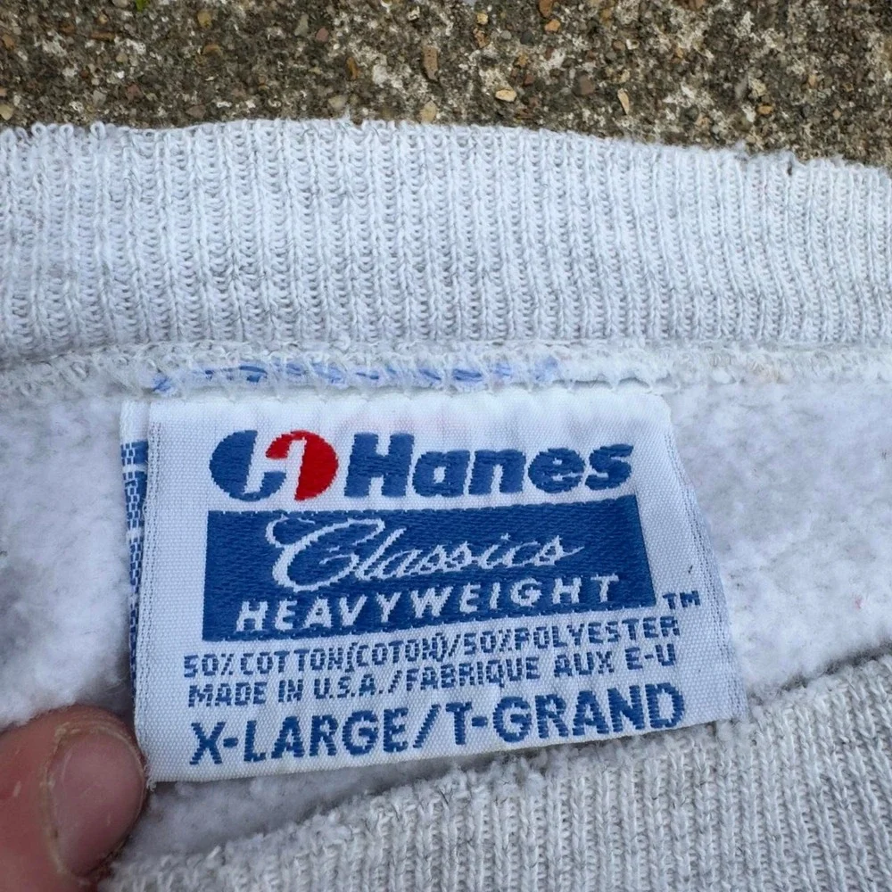 Vintage 80s Hanes Rescue Rooter Graphic Crewneck Workwear Made in USA Gray XL b4